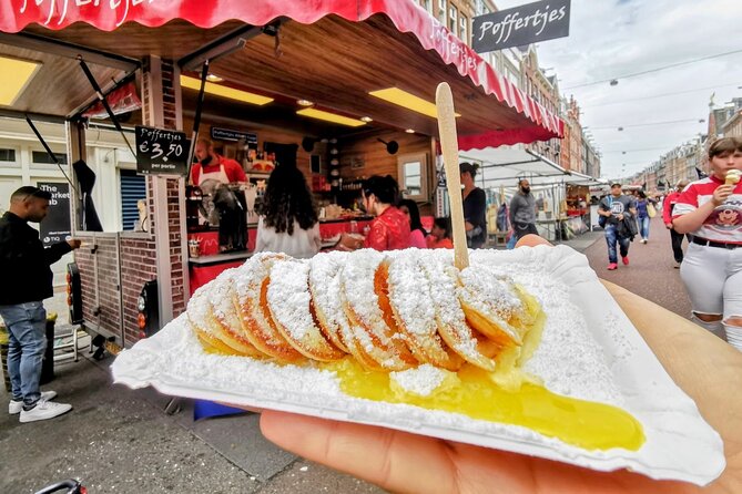 Amsterdam Self-Guided Food Tour in De Pijp Neighbourhood - What you’ll actually eat: croquettes, Pom, takoyaki, war fries, poffertjes