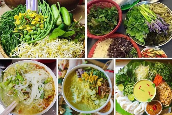 Phnom Penh Authentic Evening Food Tour 100% By Local - Stop 2 (Wat Botum Park): fragrant noodles with edible flowers and fermented pickles