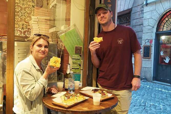 Rome Colosseum: Pizza & Aperitivo Food Tour at Sunset - Via Leonina: Gourmet Add-ons and the Return to Authentic Pizza al Taglio