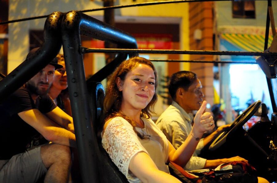 Saigon: Private Food Tour Discovery & City Tour by Jeep - French colonial monuments at night: Opera, City Hall, Notre Dame, Post Office